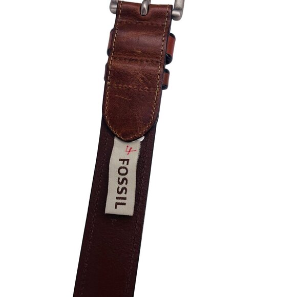 Mens Fossil Brown Leather Belt With Silver Buckle SIZE 40 - Picture 5 of 6